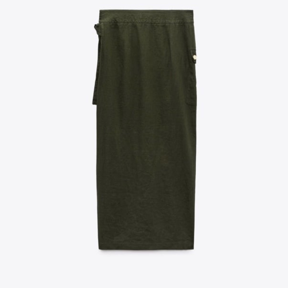 Zara Dark Green Midi Skirt - Picture 7 of 9